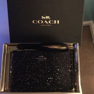 New Black Star Glitter Coach Wristlet